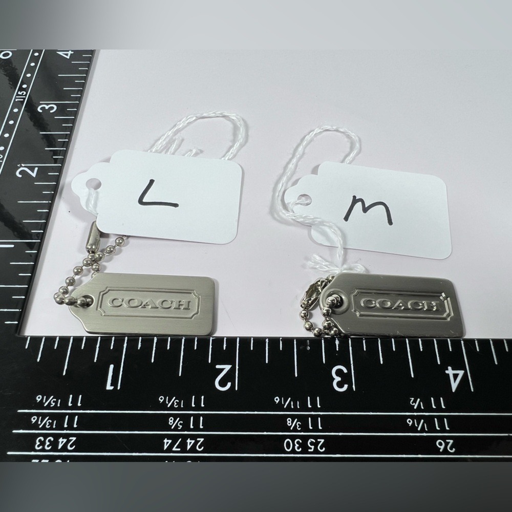 L/M: Coach Silver Hangtag Charm Polished Logo Key Fob Replacement